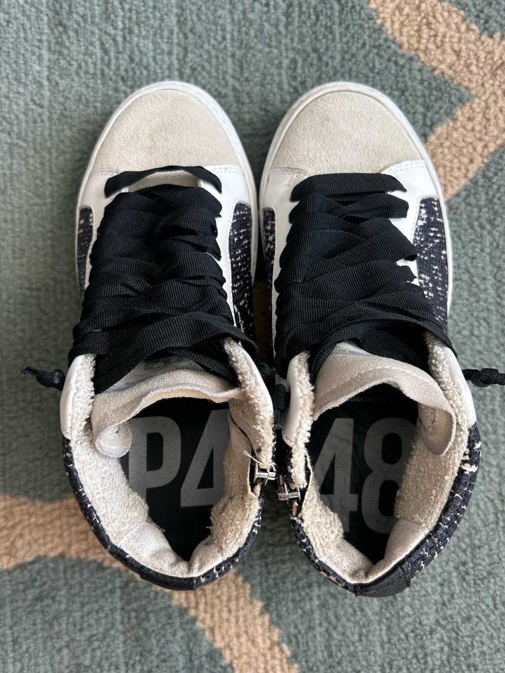 P448 Snake Skin Mid Top Skater Sneakers
